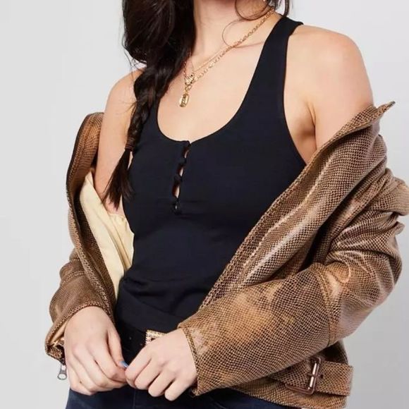 NWT Free People Hang Out Henley Racer Back Tank Top - Picture 9 of 10